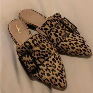 Leopard calf hair mules size 8